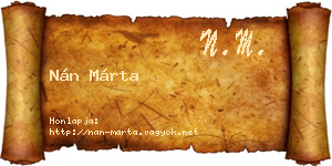 Nán Márta névjegykártya