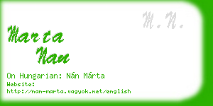 marta nan business card